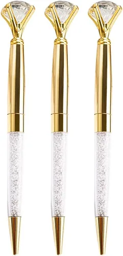 Miniatura 13 de CLARA 8 Uds Big Diamond Bolígrafos Rhinestone Crystal Metal Bolígrafo Negro Tinta Plata Plateado diamante