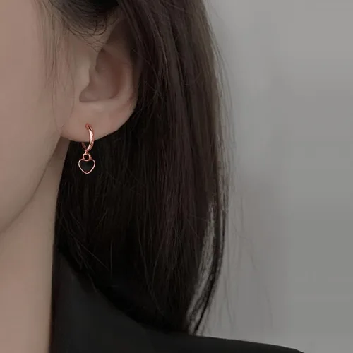 Miniatura 2 de SLUYNZ Aretes de aro de plata de ley 925 con forma de corazón negro para mujeres y adolescentes de 0.6 in