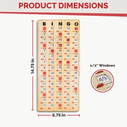 Miniatura 2 de MR CHIPS Tarjeta Maestra de Bingo con Punta de Dedo Anti-Atasco con Ventanas Deslizantes Tarjetas de Cartón Grande para Cantar Estilo Beige Tablero