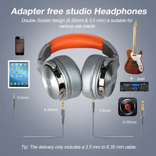 Miniatura 6 de OneOdio Auriculares Hi-Res para cubrir las orejas para monitorización y mezcla de estudio, aislamiento de sonido, almohadillas de cuero de proteína