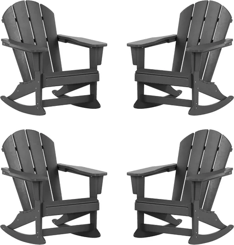 Miniatura 13 de WestinTrends Silla mecedora Malibu de poliéster para exterior/patio Adirondack, Negra
