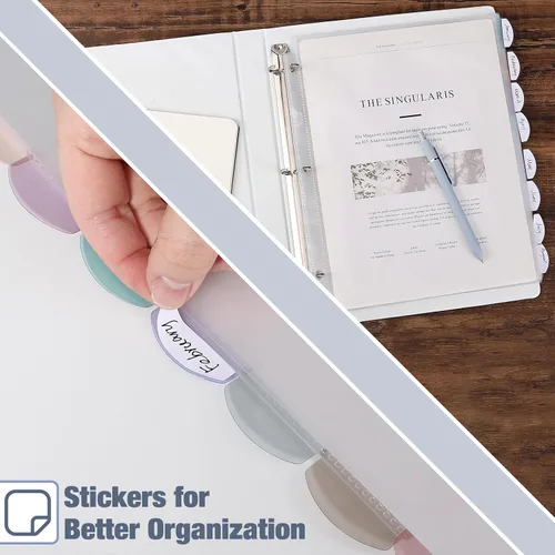Miniatura 4 de Mr. Pen - Protectores de hojas transparentes con pestañas, 8 pestañas, 2 juegos, divisores de plástico transparente para carpeta de 3 anillas