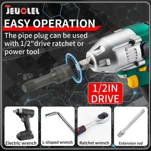 Miniatura 5 de Juego de 5 extractores de cuña de impacto de 1/2 pulgada, kit de adaptador de removedor de pernos fácil de quitar, herramienta de extracción