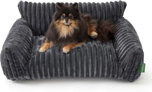 Miniatura 11 de Lindo sofá cama para mascotas, sofá de apoyo para gatos de interior, sofá cama pequeño para perros pequeños, beige, 24 pulgadas