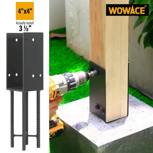 Miniatura 2 de 4"x4" (Real 3.5"x3.5") Soporte de poste en U de acero inoxidable, anclaje de poste para hormigón húmedo, soporte de base de poste resistente