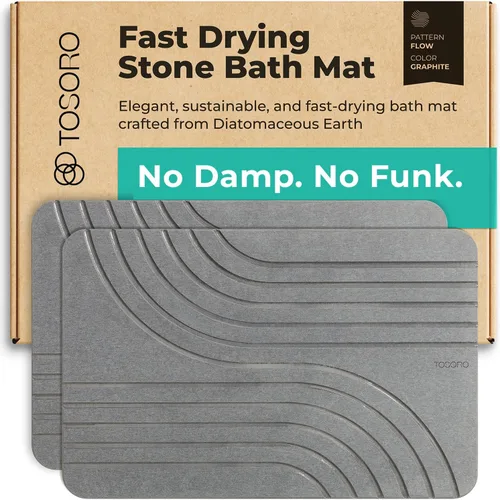 Miniatura 10 de TOSORO - Tapete de baño de piedra de tierra de diatomeas, antideslizante, súper absorbente, tapete de baño de piedra de diatomita para el suelo