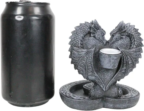 Miniatura 6 de Ebros Gift Guardian of Faux Stone Celtic Heart Tomb Altar Romántico Doble Dragón Cono de reflujo Incienso en cascada Humo Piscina Cascada Quemador