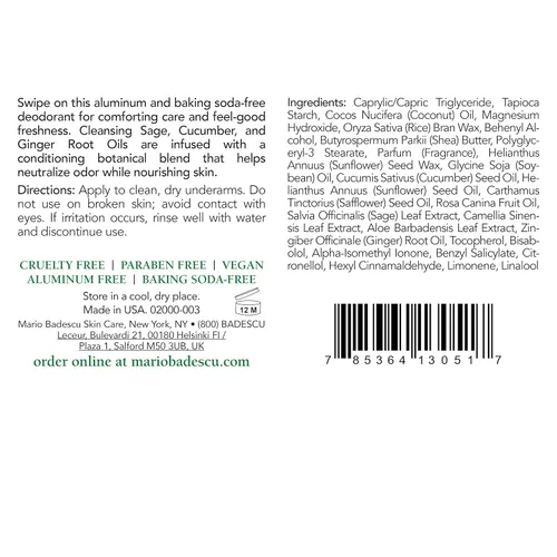 Miniatura 7 de Mario Badescu Aluminum Free Deodorant for Women & Men Baking Soda & Paraben Free Underarm Odor Protection for All-Day Freshness Gentle on Skin