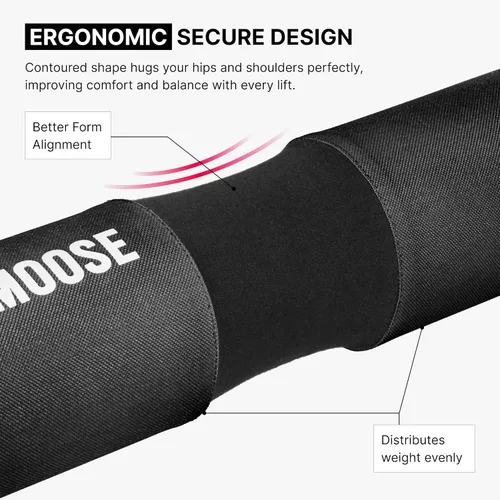 Miniatura 6 de DMoose Fitness Almohadilla de Barra para Empuje de Cadera, Sentadillas y Estocadas - Cojín de Espuma Gruesa Antideslizante para Soporte de Cuello