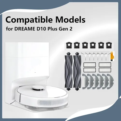 Miniatura 2 de 25 piezas de accesorios para dreame D10 Plus Gen 2 robot aspirador piezas de repuesto, 2 cepillos principales de goma, 4 filtros, 6 almohadillas