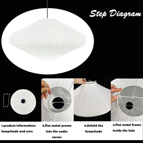 Miniatura 6 de Lámparas colgantes de papel de 19.69 pulgadas, pantallas colgantes de arroz (19.7 in), pantalla minimalista de papel de arroz blanco, linternas