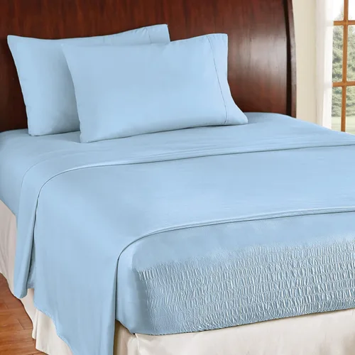 Miniatura 2 de Collections Etc Bed Tite - Juego de sábanas de microfibra suave, incluye sábana encimera, sábana bajera y 2 fundas de almohada, color azul claro