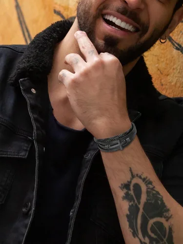Miniatura 3 de Pulsera de cuero para hombre con cruz trenzada de varias capas con cierre de acero inoxidable, regalos religiosos cristianos para él