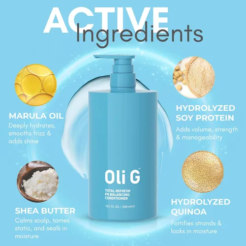 Miniatura 5 de Oli G Total Refresh - Acondicionador diario ligero para todo tipo de cabello, con aceite de marula, manteca de karité, proteínas botánicas