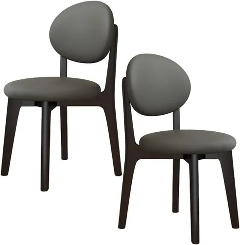 Miniatura 49 de YVYKFZD Juego de sillas de comedor, sillas de cocina de madera maciza, silla de comedor de granja con respaldo curvo, silla tapizada de cuero