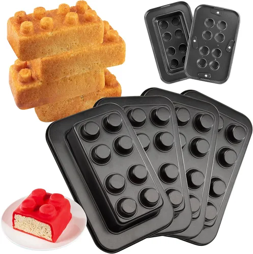 Miniatura 8 de Molde de ladrillo para tartas de construcción, paquete de 4 unidades, para decorar pasteles en forma 3D de 9 pulgadas, fiestas de cumpleaños