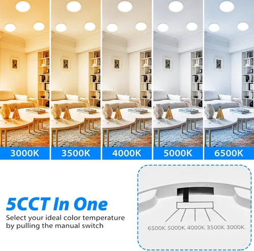 Miniatura 2 de Peasur - Lámpara de techo led de 18 cm, montaje empotrado ajustable, 3000 K/3500 K/4000 K/5000 K/6500 K, 1500 LM, 15 W, lámpara redonda blanca Blanco