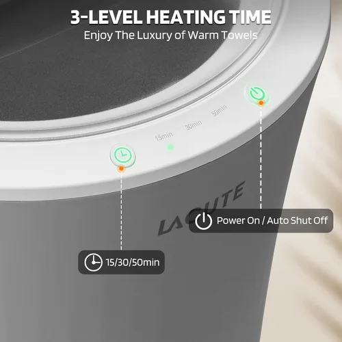 Miniatura 2 de Lagute Calentador de toallas de 20L para baño, temporizador de 3 niveles, alarma de advertencia y luz RGB, apagado automático, cubo calefactable