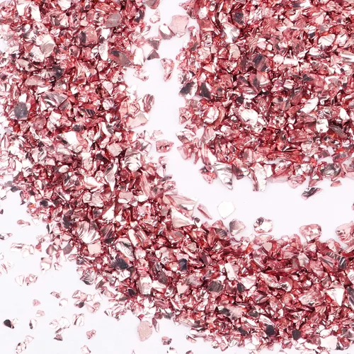 Miniatura 11 de Brillantina de vidrio triturado para manualidades con resina, chips metálicos irregulares de cristal, espolvorea con purpurina gruesa, copos