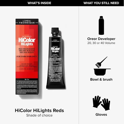 Miniatura 4 de L'Oréal Technique HiColor Red HiLights Permanent Hair Color for Dark Hair Intense Red Highlights No Pre-Lightening Required Rich, No-Drip Cobre