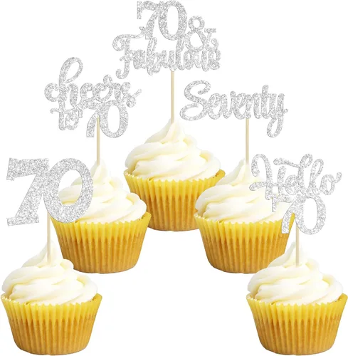 Miniatura 59 de 30 piezas Adornos para pastel de cumpleaños de 6 años, seis brillos, hola 6, púas para cupcakes, felicitaciones a los 6 años, decoraciones