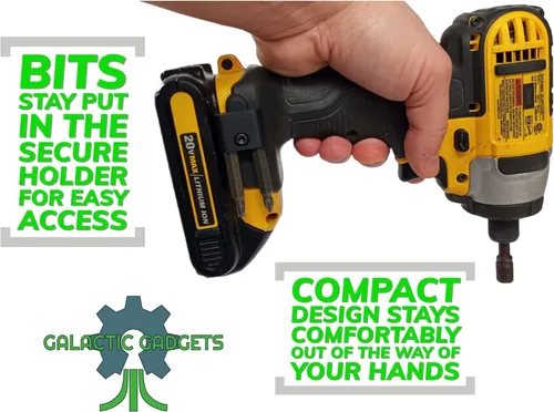 Miniatura 4 de Portabrocas magnético para DEWALT 20V Taladro/Desarmador, Montado Lateralmente, Imanes Fuertes, Diseño de Bajo Perfil - Galactic Gadgets (Negro)