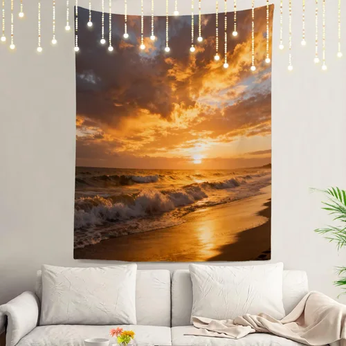 Miniatura 63 de Shrahala Tapiz de pared con paisaje de lago de otoño, bosque amarillo, para colgar en la pared, tapiz grande, decoración de fibra de poliéster