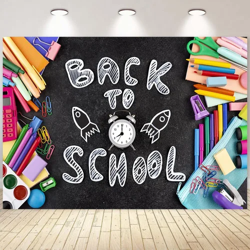 Miniatura 10 de Telón de fondo de pizarra negra para el regreso a clases, fondo de fotografía para el primer día de escuela, accesorios para cabina de fotos