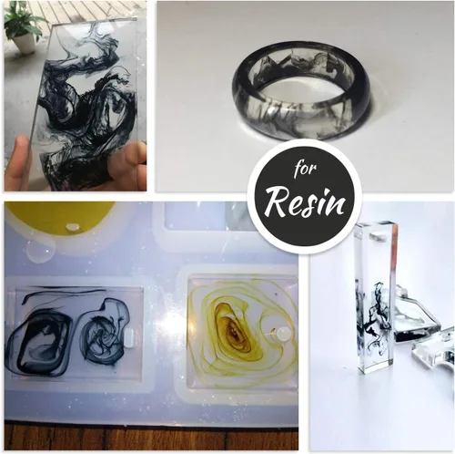 Miniatura 2 de Pigmento de resina epoxi negra UV, tinte de color negro de resina epoxi líquida de 4 onzas para arte de bricolaje, fabricación de joyas UV