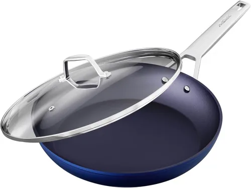 Miniatura 10 de MsMk - Sartén antiadherente pequeña azul de 8 pulgadas, sartén duradera para huevos y tortillas, revestimiento antiadherente de titanio y diamante