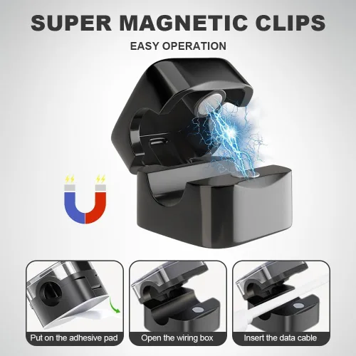 Miniatura 4 de Paquete de 6 organizadores magnéticos de cables, organizador de cables 2024, soporte de almacenamiento de cable de carga USB para teléfono, soporte