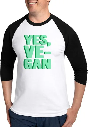 CafePress Plant Based Diet Vegetarian Vegani Baseball Jersey Men's Cotton Baseball Jersey, 3/4 Raglan Sleeve Shirt