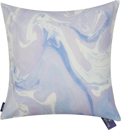 Miniatura 11 de Funda de almohada decorativa clásica con diseño de crayón de mano azul estilo capri, marcas geométricas, funda de almohada decorativa de 17 x 17