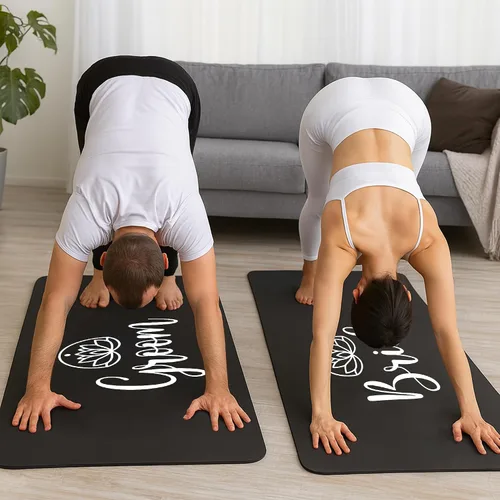 Miniatura 4 de Brosash Tapete de yoga para novia y novio, extra grueso y antideslizante, con correa de transporte para gimnasio en casa, estiramiento