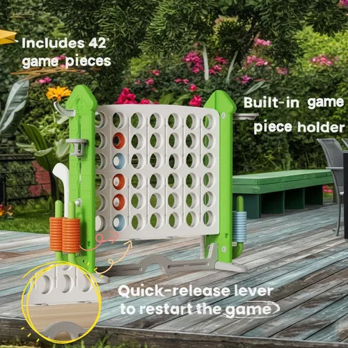 Miniatura 8 de UNICOO Juego gigante 4 en una fila con bolsa de transporte, aro de baloncesto, juego de lanzamiento de anillo, juego de 4 a puntuación Juego