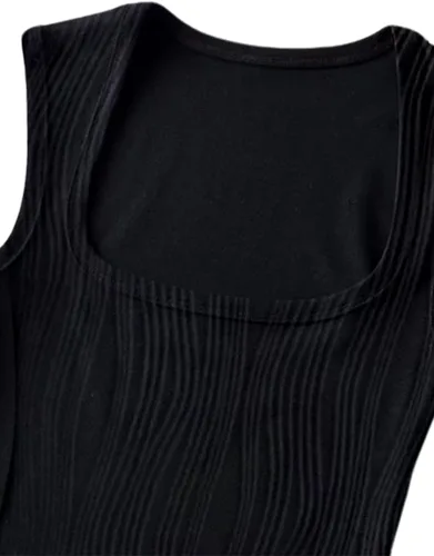Miniatura 3 de Remidoo Camiseta sin mangas con cuello cuadrado para mujer, ajustada, básica, ombliguera