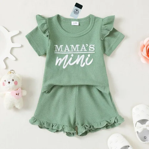 Miniatura 6 de Mioglrie Ropa para bebé niña con volantes y pantalones cortos, conjunto de ropa para niñas pequeñas