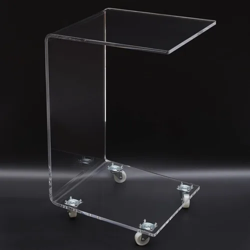 Miniatura 8 de Mesa auxiliar de acrílico en forma de C,Mesa auxiliar de sofá móvil transparente,Mesita de noche moderna para sala de estar