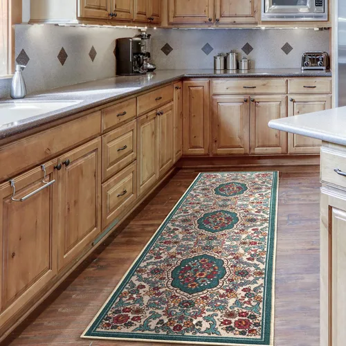 Miniatura 18 de Antep Rugs - Alfombras antideslizantes (no se desliza) 2 x 4 con respaldo de goma con diseño floral moderno de bajo perfil para cocina
