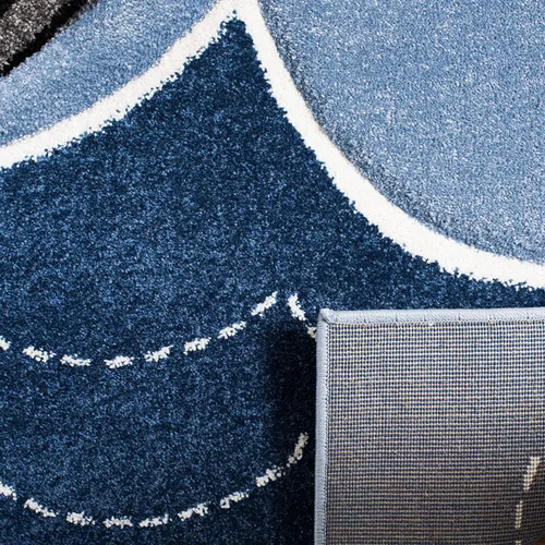 SAFAVIEH Carousel Kids Collection - Alfombra decorativa de 2 x 3 pies, color azul y gris, diseño animal, no desprende pelusa y de fácil cuidado,