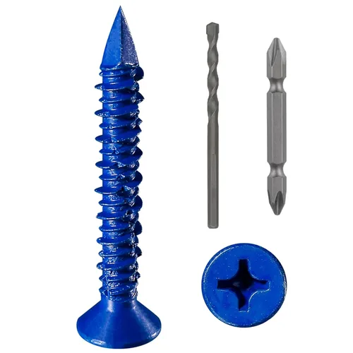 Miniatura 23 de Wensilon (105 PIEZAS) Kit de Anclajes de Tornillo para Hormigón de 3/16" Cabeza Plana Azul/Negro/Blanco para Anclaje a Mampostería, Bloque