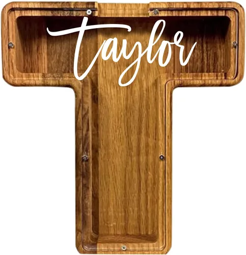 Miniatura 17 de Alcancía de madera grande personalizada, 7.5 pulgadas, con ventana acrílica fácil de abrir, caja de ahorro de dinero inicial para niños y niñas