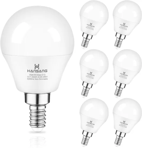 Bombilla LED E12 para ventilador de techo, bombilla LED de 4000 K, luz diurna natural, bombilla LED equivalente a 60 W, bombillas Hansang para Luz