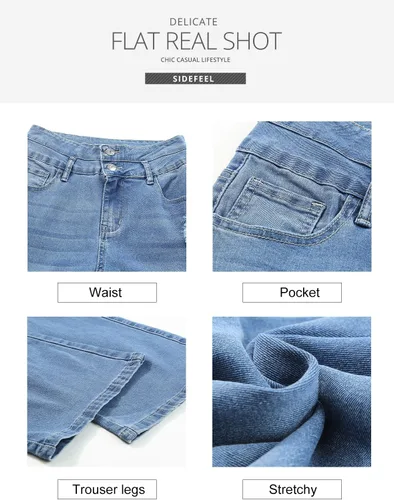 Miniatura 6 de Sidefeel Pantalones de mezclilla acampanados destruidos de cintura alta para mujer