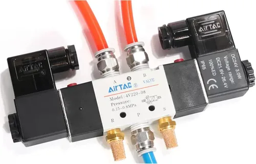 Miniatura 6 de Válvula solenoide AirTAC 4V120-06 DC12V 1/8 "PT Doble Solenoide 5/2 vías Aire Neumático Piloto interno 21-114 PSI 5 Puerto 2 Posición Tiene Función