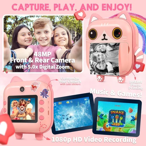 Miniatura 4 de Kit Photomaker - Cámara de impresión instantánea para niños más kit de diario DIY para niñas - 150 piezas diario y cámara para preadolescentes