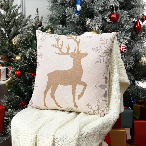 Miniatura 4 de CAROMIO Juego de 2 fundas de almohada navideñas de 18 x 18 pulgadas, decoración de Navidad para el hogar, interiores, para sala de estar, copos