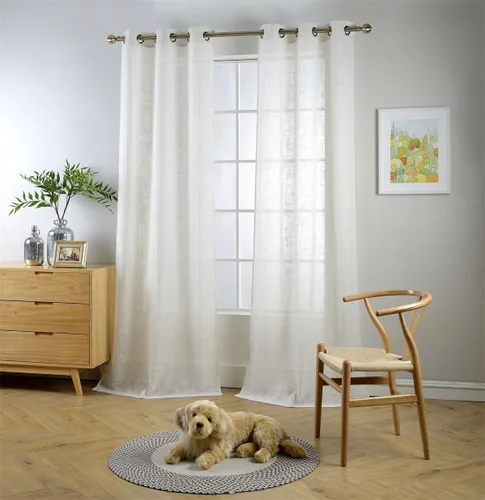 Miniatura 17 de Cortinas para sala de estar de 2 paneles (2 x 37 pulgadas de ancho), cortinas con textura de lino, con ojales, de la marca Miuco