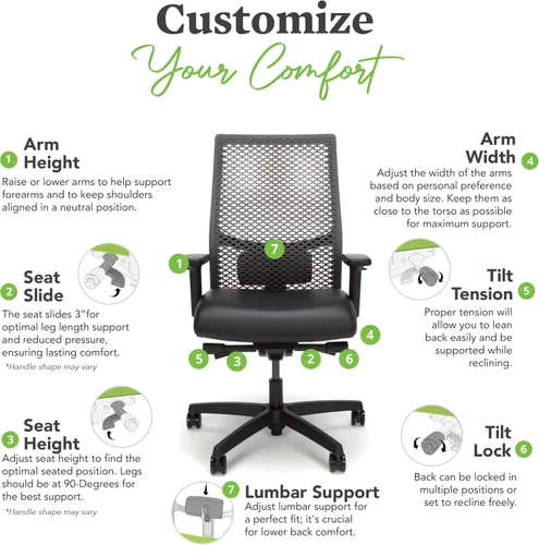 Miniatura 6 de HON Ignition 2.0 ReActiv - Silla de oficina ergonómica, silla de escritorio de malla con soporte lumbar, inclinación de sincronización avanzada