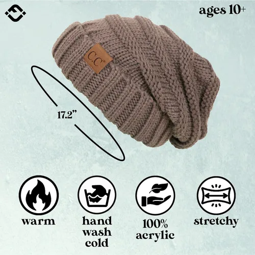 Miniatura 281 de Funky Junque Gorro de moda de punto trenzado de talla extragrande, grueso, abrigado, suave y holgado